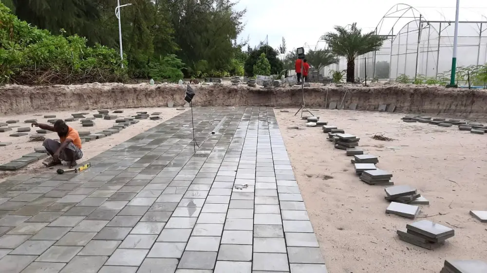 First step in the installation: digging in the basin