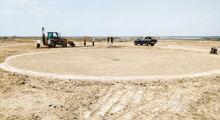 First step in the installation: digging in the basin